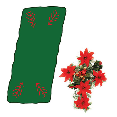 03B - Deluxe (12" Thick ) Fresh Evergreen Blanket w/ Poinsettia Cross