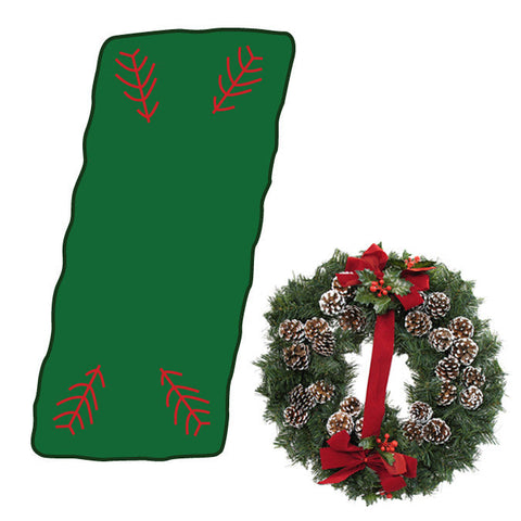 04B - Deluxe (12" Thick ) Fresh Evergreen Blanket w/ White-Tipped Red Cone Wreath