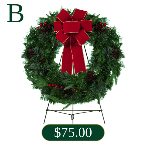 B. Traditional Red Bow Wreath