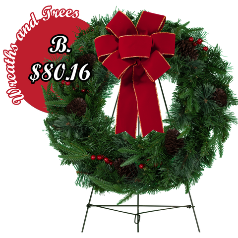 B. Traditional Red Bow Wreath