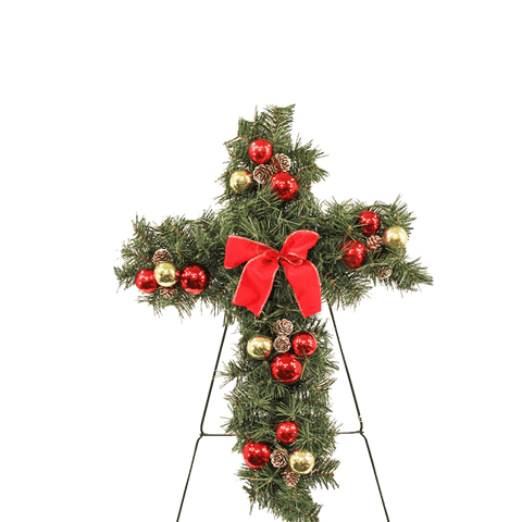 17 - Cross with red and gold ornaments - web exclusive