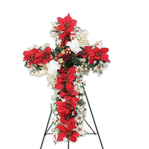 11 - Large Silk Poinsettia Cross