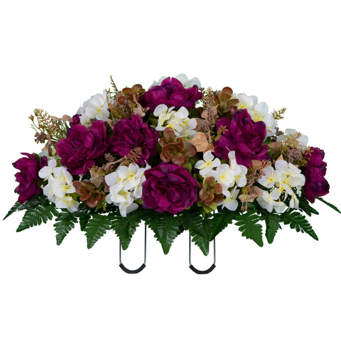 Plum Peony and White Hydrangea Monument Saddle