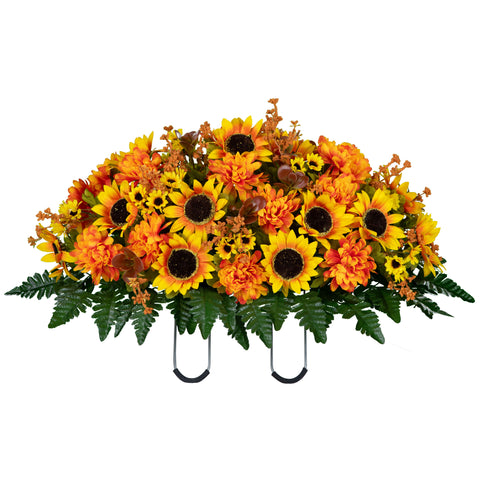 Yellow Sunflower and Amber Mum Saddle